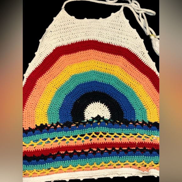 Forever 21 knit halter crop top with rainbow detail Boho, looks of free people - Picture 2 of 6